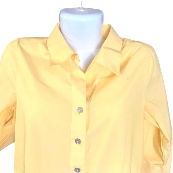 Investments Women's Yellow Wrinkle Free 3/4 Sleeve Button-Up Blouse Tunic SZ 8 - Picture 4 of 8